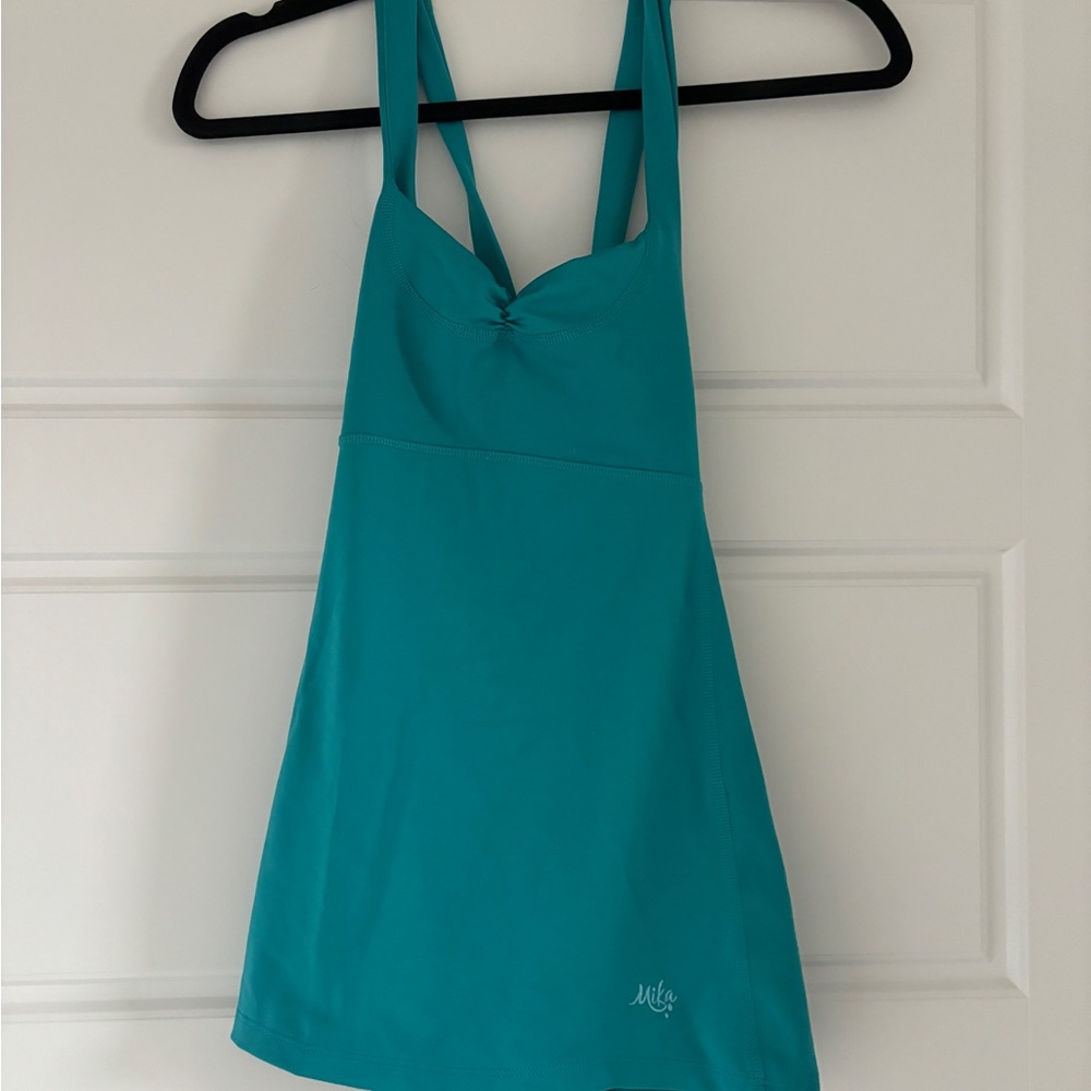 Mika Yoga Wear, Blue workout top/ tie back/ size M